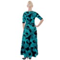 Black and Teal Camouflage Pattern Half Sleeves Maxi Dress View2