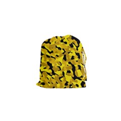 Black And Yellow Camouflage Pattern Drawstring Pouch (xs) by SpinnyChairDesigns