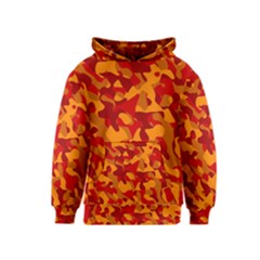 Red And Orange Camouflage Pattern Kids  Pullover Hoodie by SpinnyChairDesigns