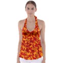 Red and Orange Camouflage Pattern Babydoll Tankini Top View1