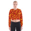 Red and Orange Camouflage Pattern Cropped Sweatshirt View1