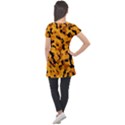 Orange and Black Camouflage Pattern Puff Sleeve Tunic Top View2