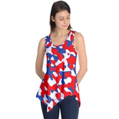 Red White Blue Camouflage Pattern Sleeveless Tunic by SpinnyChairDesigns