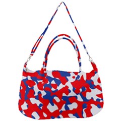 Red White Blue Camouflage Pattern Removal Strap Handbag by SpinnyChairDesigns