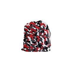 Black Red White Camouflage Pattern Drawstring Pouch (xs) by SpinnyChairDesigns