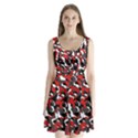 Black Red White Camouflage Pattern Split Back Mini Dress  View1