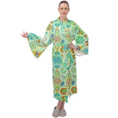 Bright Mosaic Maxi Velour Kimono by ibelieveimages