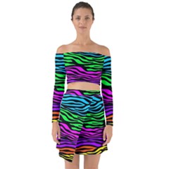 Colorful Zebra Off Shoulder Top With Skirt Set by Angelandspot