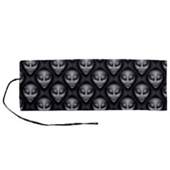 Grey Aliens Extraterrestrials Ufo Faces Roll Up Canvas Pencil Holder (m) by SpinnyChairDesigns