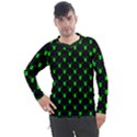 Neon Green Bug Insect Heads on Black Men s Pique Long Sleeve Tee View1