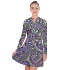 Abstract Art Purple Swirls Pattern Long Sleeve Panel Dress by SpinnyChairDesigns