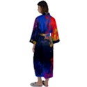 Colorful Paint Splatter Texture Red Black Yellow Blue Maxi Satin Kimono View2