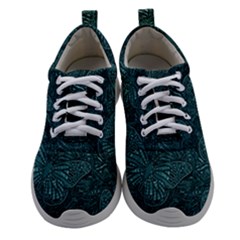 Dark Teal Butterfly Pattern Athletic Shoes by SpinnyChairDesigns