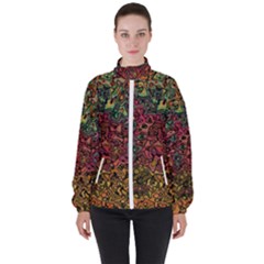 Stylish Fall Colors Camouflage Women s High Neck Windbreaker by SpinnyChairDesigns