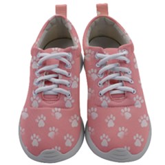 Animal Cat Dog Prints Pattern Pink White Mens Athletic Shoes by SpinnyChairDesigns