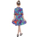 Cosmos Flowers Blue Red Kids  All Frills Chiffon Dress View2