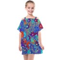 Cosmos Flowers Blue Red Kids  One Piece Chiffon Dress View1