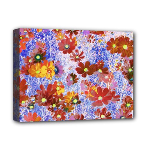 Cosmos Flowers Brown Deluxe Canvas 16  X 12  (stretched)  by DinkovaArt