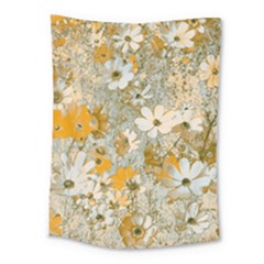 Cosmos Flowers Sepia Color Medium Tapestry by DinkovaArt