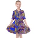 Cosmos Flowers Brown Blue Kids  All Frills Chiffon Dress View1