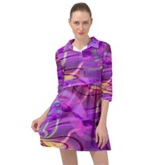 Infinity Painting Purple Mini Skater Shirt Dress by DinkovaArt