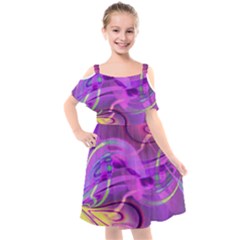 Infinity Painting Purple Kids  Cut Out Shoulders Chiffon Dress by DinkovaArt