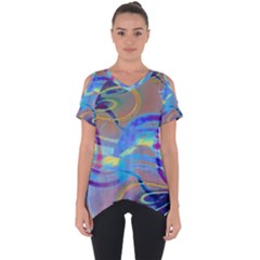 Infinity Painting Blue Cut Out Side Drop Tee by DinkovaArt