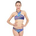 Infinity Painting Blue High Neck Bikini Set View1