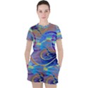 Infinity Painting Blue Women s Tee and Shorts Set View1