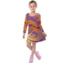 Infinity Painting Orange Kids  Long Sleeve Velvet Dress View1