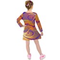 Infinity Painting Orange Kids  Long Sleeve Velvet Dress View2