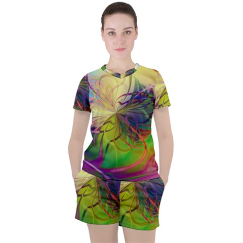  Rainbow Painting Patterns 1 Women s Tee And Shorts Set by DinkovaArt