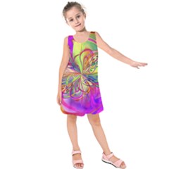 Rainbow Painting Pattern 4 Kids  Sleeveless Dress by DinkovaArt