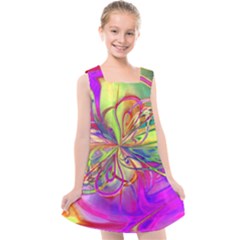 Rainbow Painting Pattern 4 Kids  Cross Back Dress by DinkovaArt