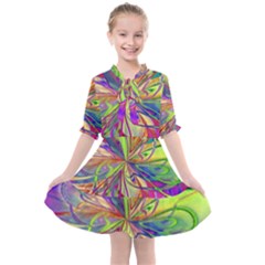 Rainbow Painting Pattern 4 Kids  All Frills Chiffon Dress by DinkovaArt