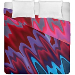 Red Blue Zig Zag Waves Pattern Duvet Cover Double Side (king Size) by SpinnyChairDesigns