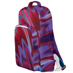 Red Blue Zig Zag Waves Pattern Double Compartment Backpack by SpinnyChairDesigns