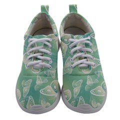 Turquoise Light Green Butterfly Pattern Athletic Shoes by SpinnyChairDesigns