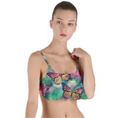 Watercolor Monarch Butterflies Layered Top Bikini Top  by SpinnyChairDesigns