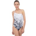 Black and White Abstract Mosaic Pattern Classic One Shoulder Swimsuit View1