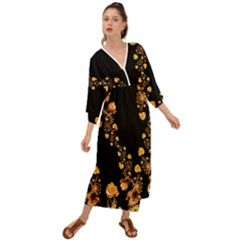 Abstract Gold Yellow Roses On Black Grecian Style  Maxi Dress by SpinnyChairDesigns