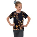 Abstract Gold Yellow Roses on Black Kids  Mesh Piece Tee View1