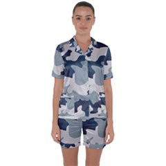 Camo Blue Satin Short Sleeve Pyjamas Set by MooMoosMumma