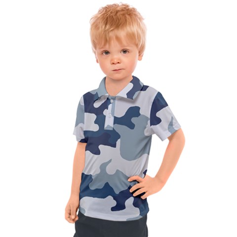 Camo Blue Kids  Polo Tee by MooMoosMumma