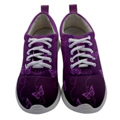 Purple Butterflies Pattern Athletic Shoes by SpinnyChairDesigns