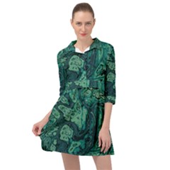 Dark Green Marbled Texture Mini Skater Shirt Dress by SpinnyChairDesigns