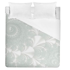 Mint Cream And White Intricate Swirl Spiral Duvet Cover (queen Size) by SpinnyChairDesigns