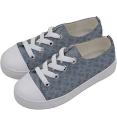 Grey Diamond Plate Metal Texture Kids  Low Top Canvas Sneakers by SpinnyChairDesigns