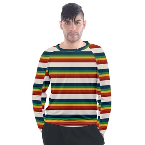 Rainbow Stripes Men s Long Sleeve Raglan Tee by tmsartbazaar