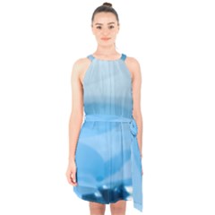 Aquamarine Halter Collar Waist Tie Chiffon Dress by Janetaudreywilson